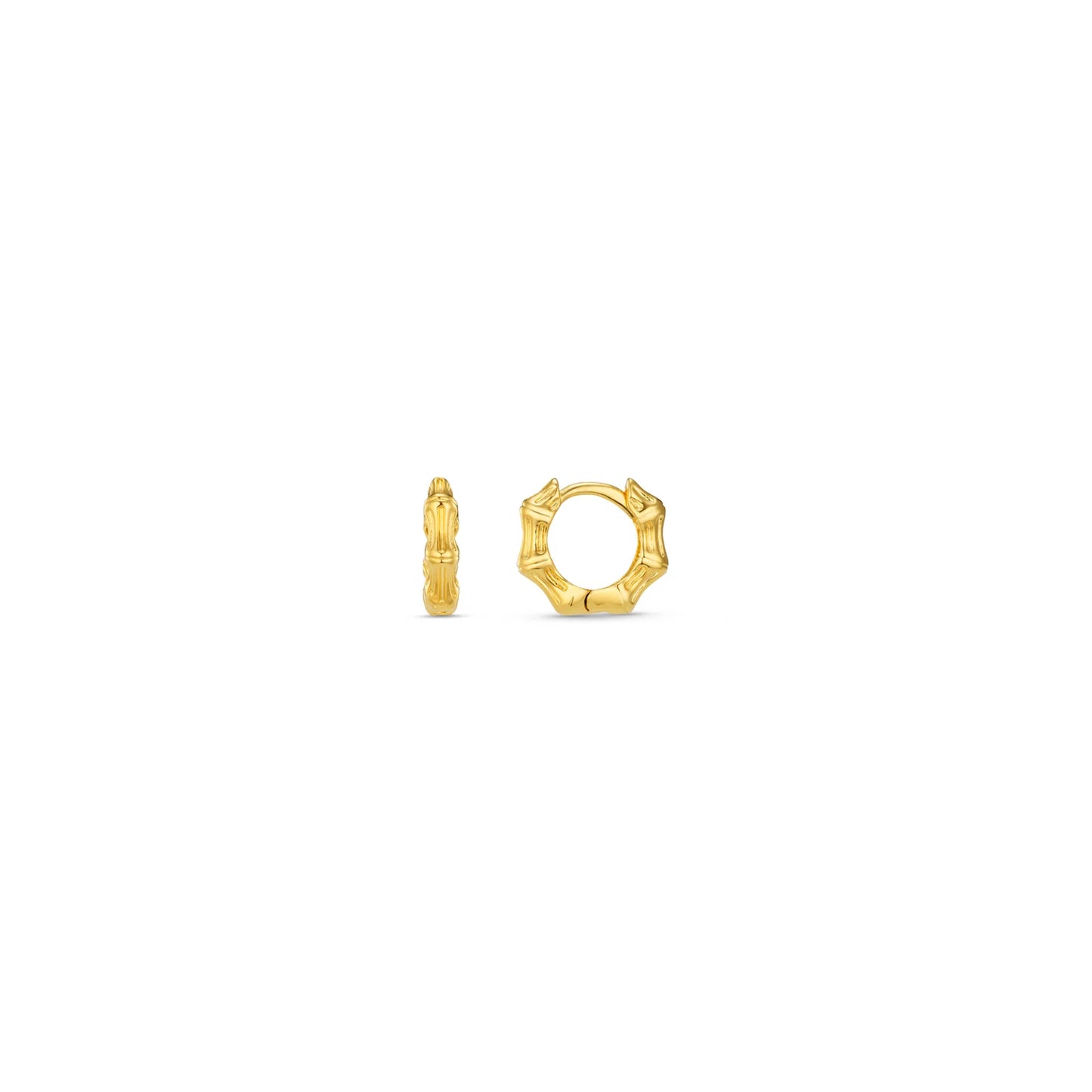 Textured Bamboo Huggie Hoop Earrings