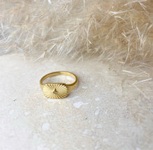 Load image into Gallery viewer, Gold Starburst Signet Ring - Waterproof
