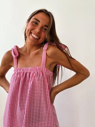 Inés Vichy Pink Dress - MarramTrading.com