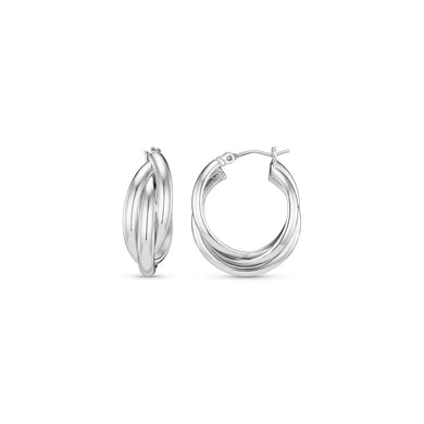 Interlocking Hoop Earrings - Silver - MarramTrading.com