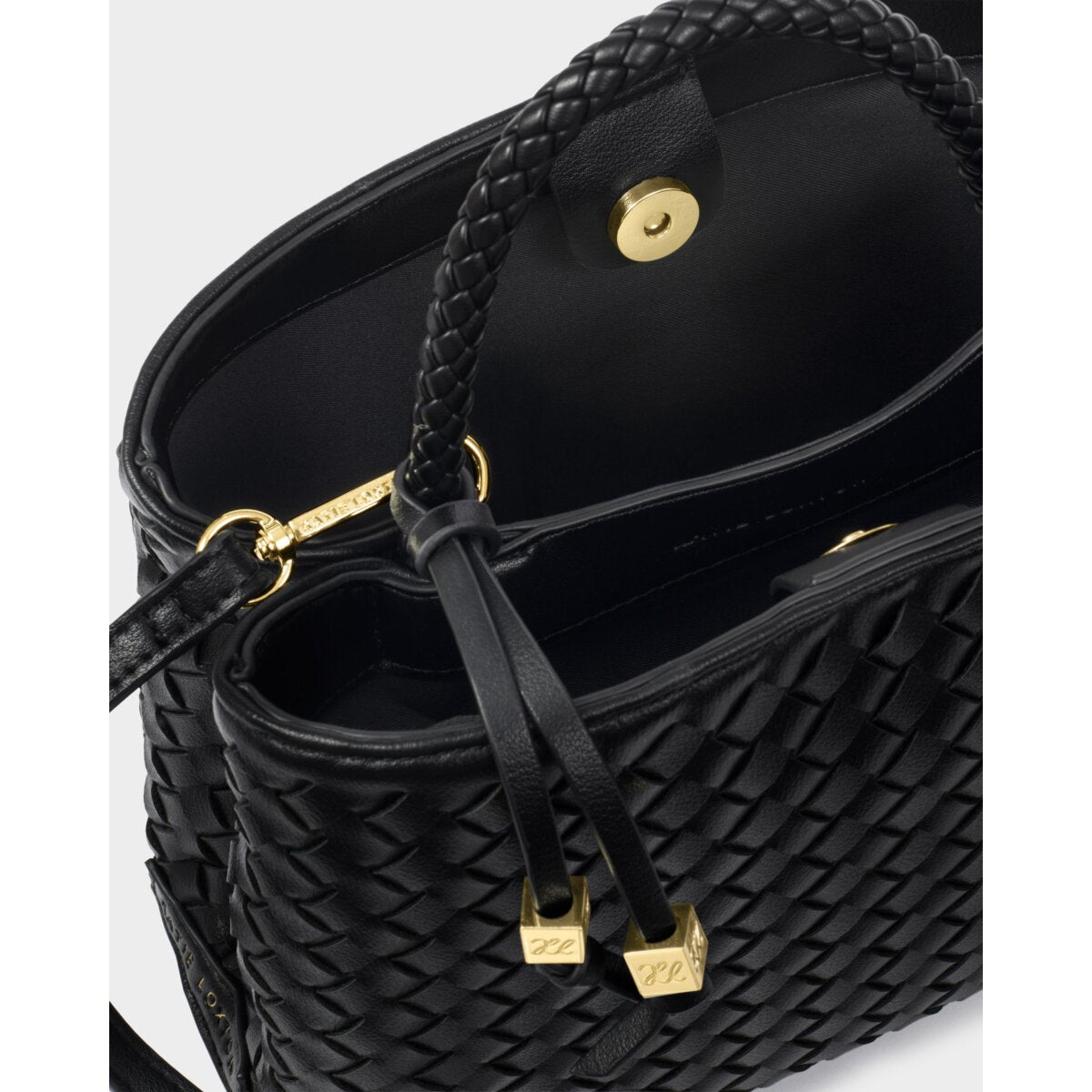 Hand Woven Top Handle Bag - Black