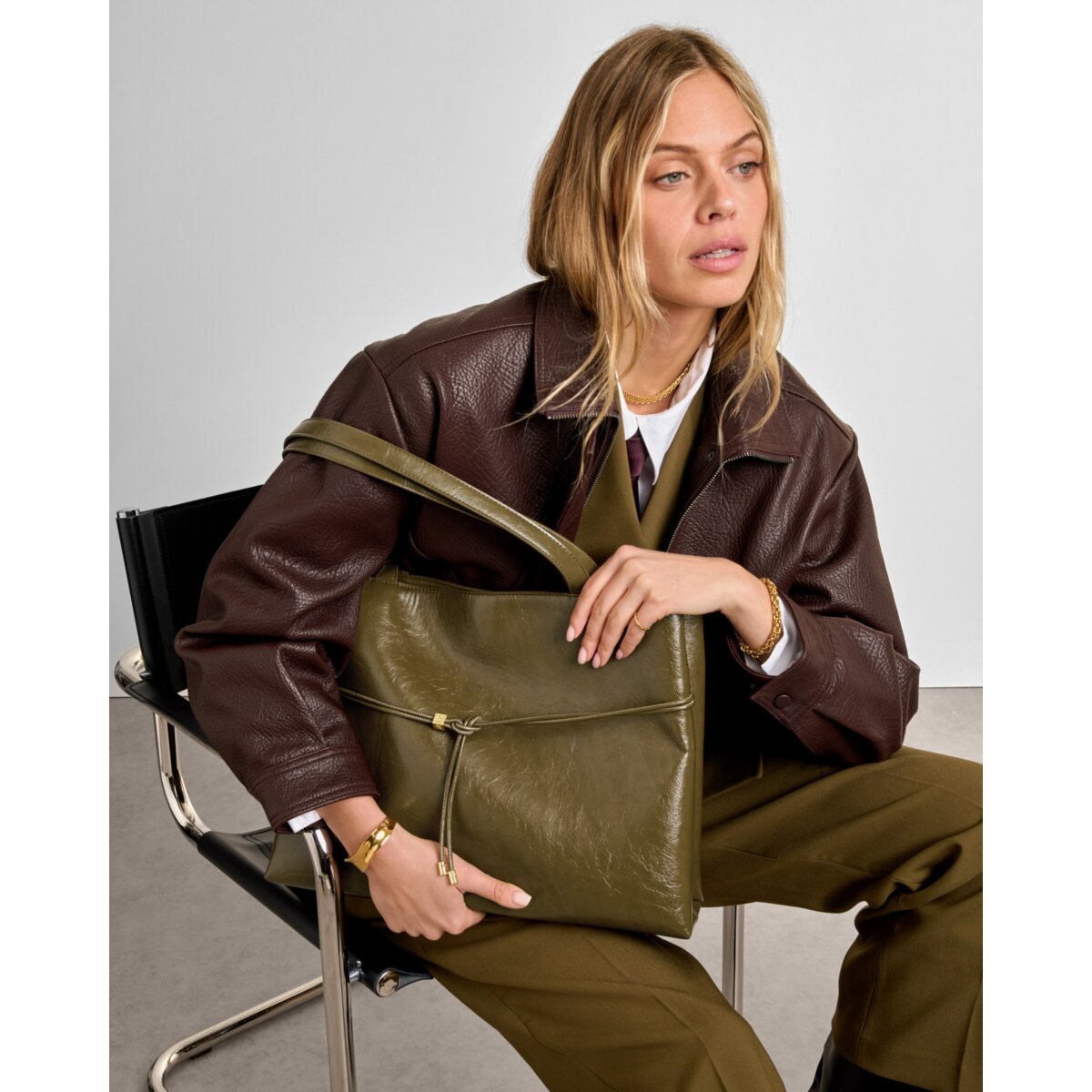 Lori Patent Crackle Tote Bag