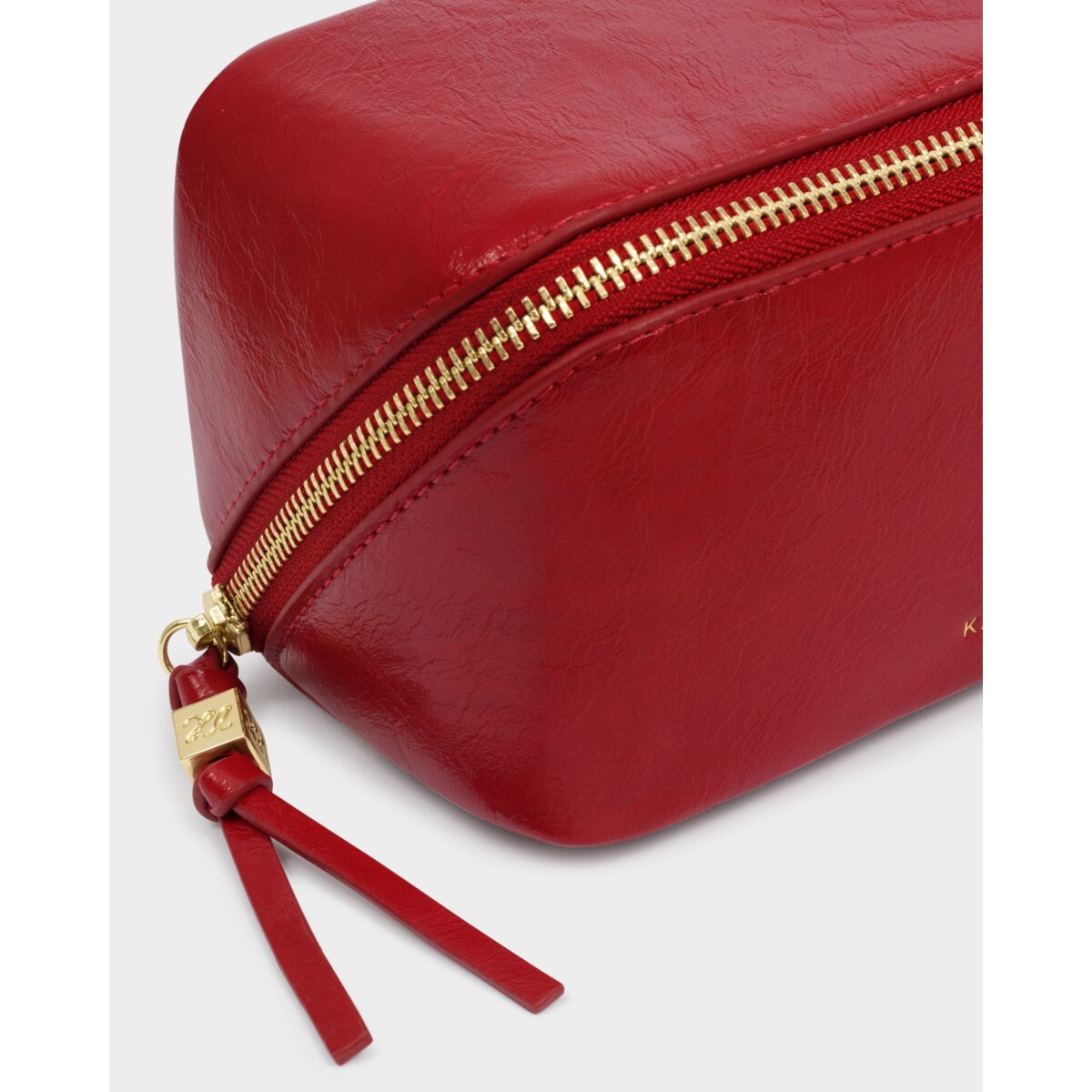 Fold-Out Patent Crackle Mirror Makeup Bag