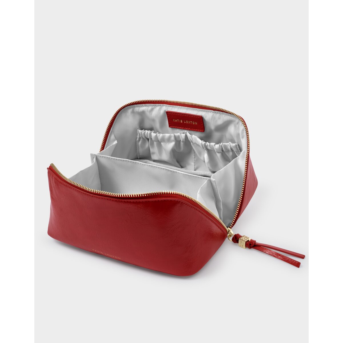 Medium Suedette Makeup & Wash Bag - Crimson