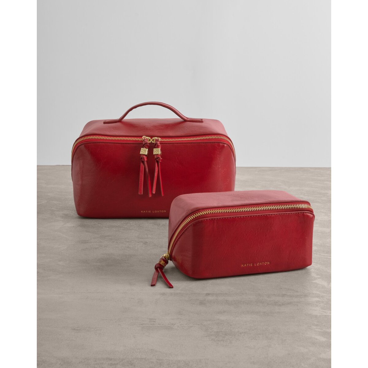 Medium Suedette Makeup & Wash Bag - Crimson