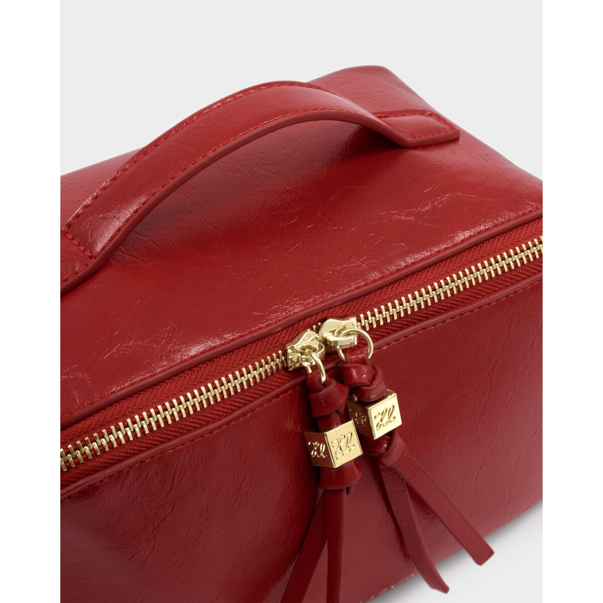 Medium Suedette Makeup & Wash Bag - Crimson