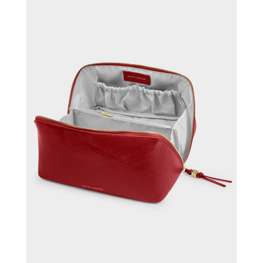 Large Suedette Makeup & Wash Bag - Crimson