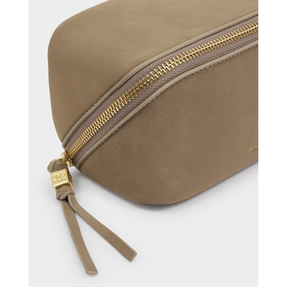 Fold-Out Taupe Suedette Mirror Makeup Bag