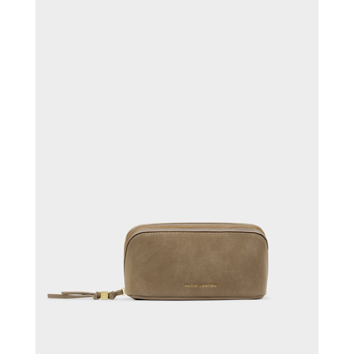 Fold-Out Taupe Suedette Mirror Makeup Bag