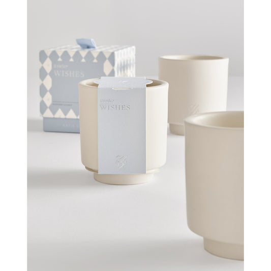 Ceramic Sentiment Candle 'Winter Wishes'