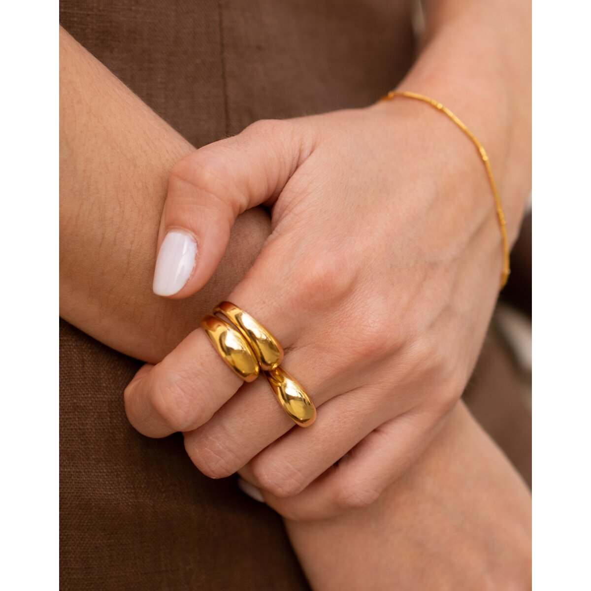 Aura Waterproof Gold Dome Ring - Small / L