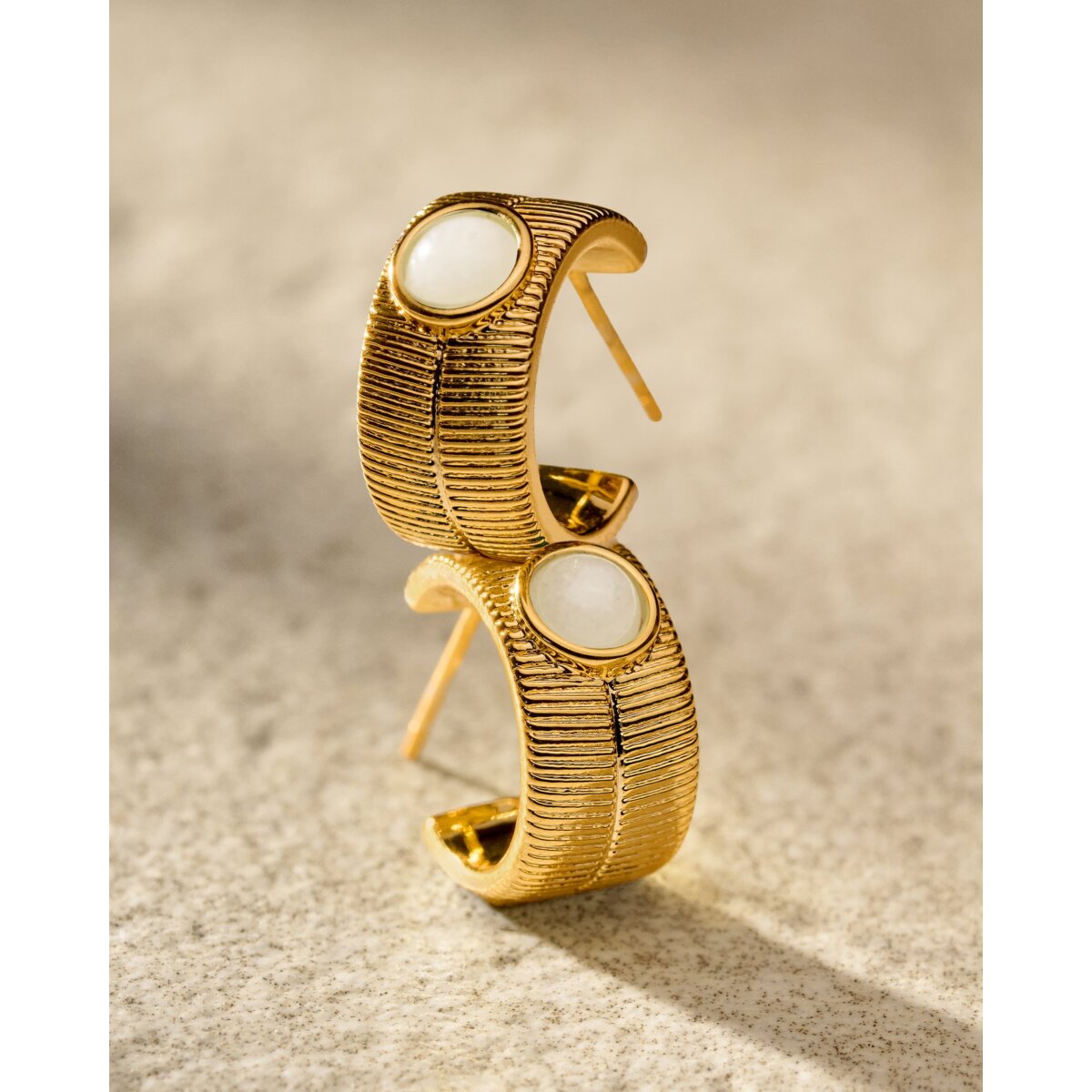 'April' Waterproof Gold Birthstone Hoop Earrings