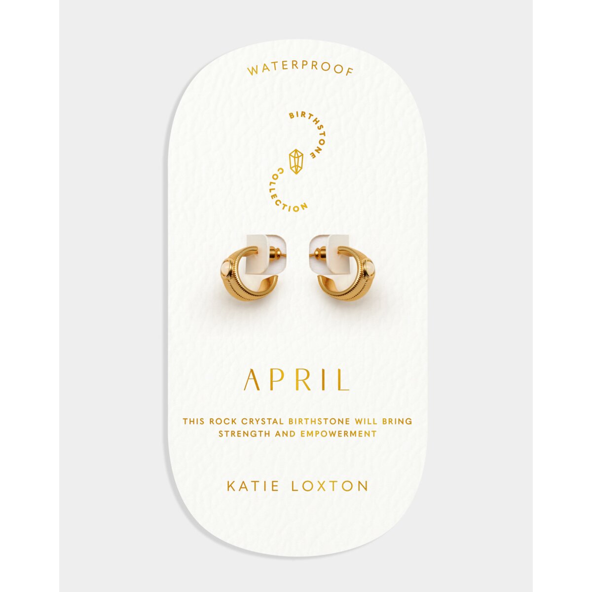 'April' Waterproof Gold Birthstone Hoop Earrings