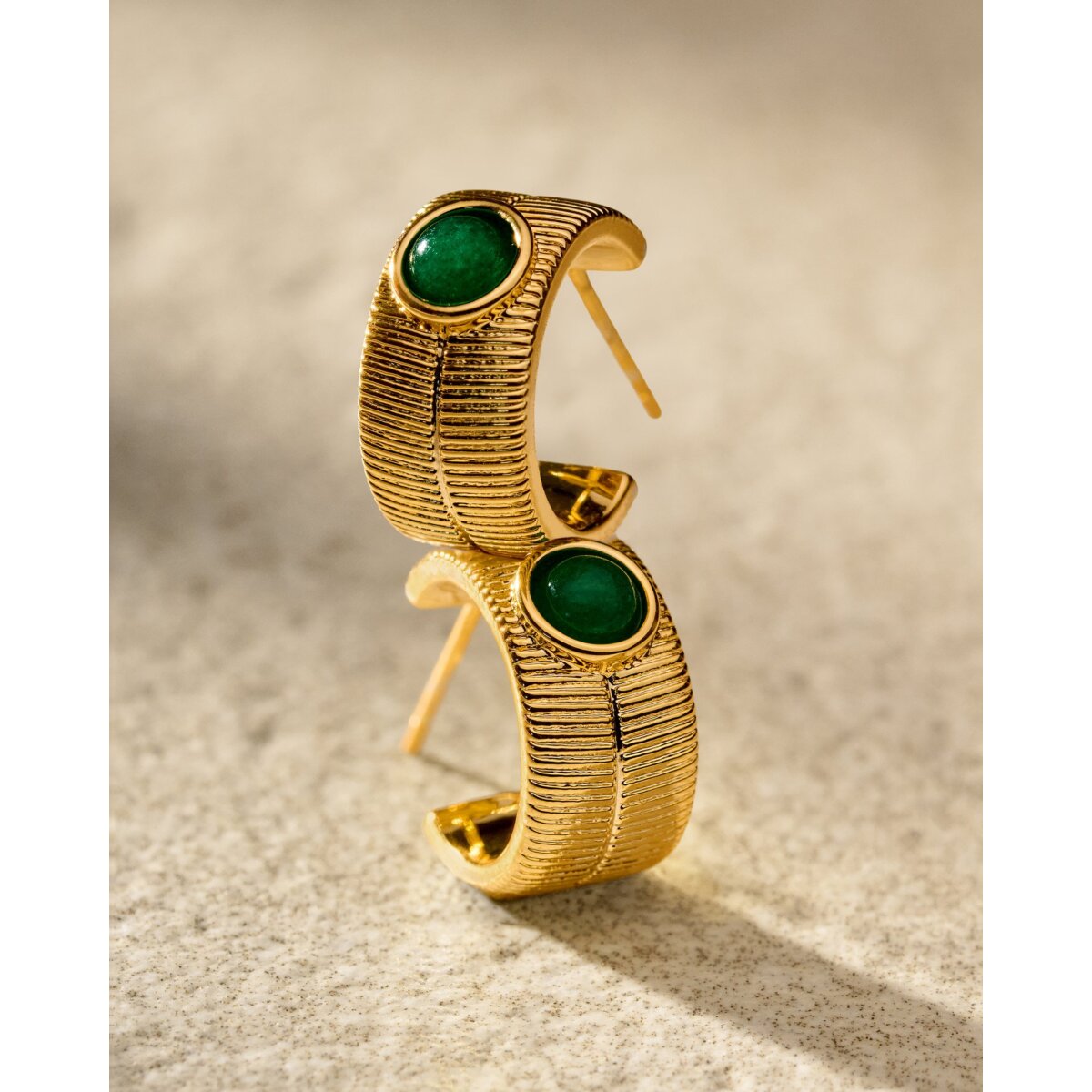 'May' Waterproof Gold Birthstone Hoop Earrings