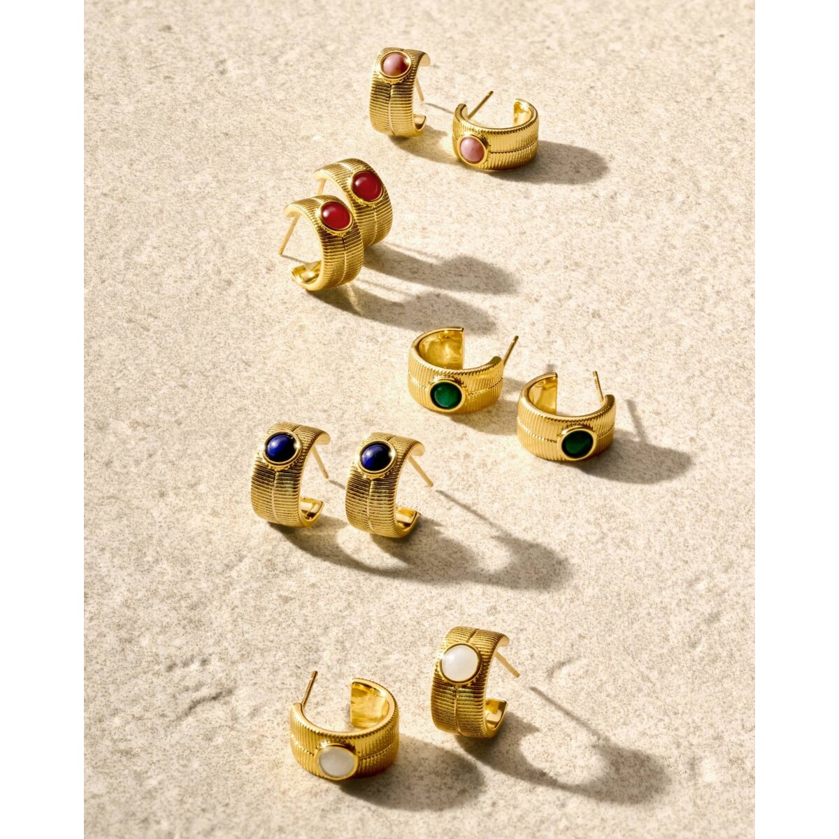 'May' Waterproof Gold Birthstone Hoop Earrings