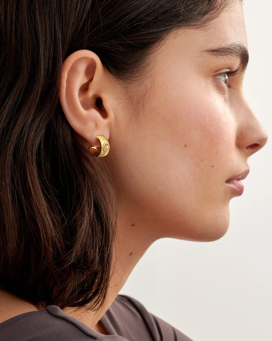 'July' Waterproof Gold Birthstone Hoop Earrings