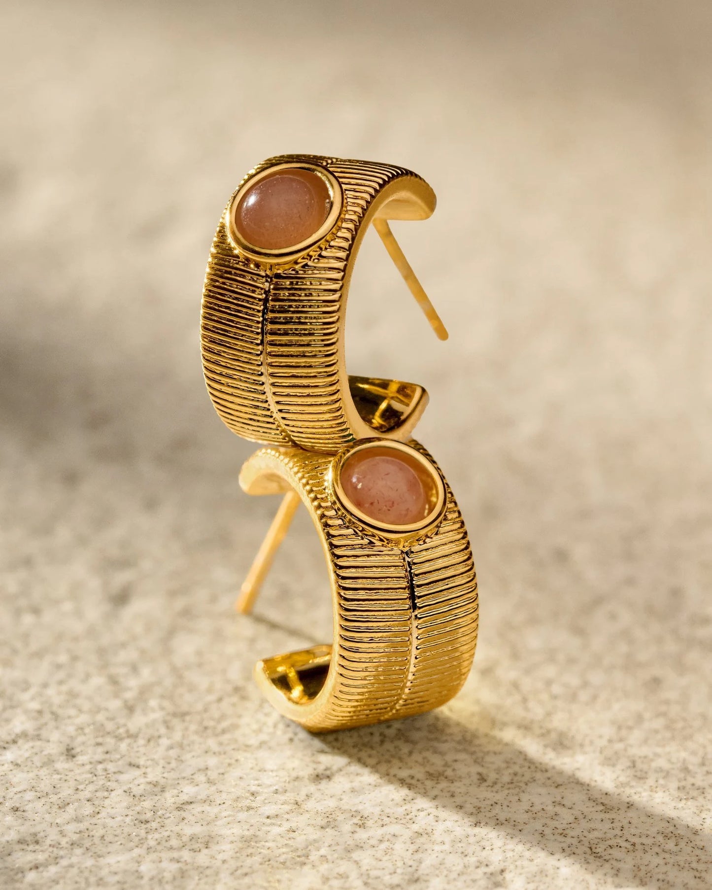 'July' Waterproof Gold Birthstone Hoop Earrings