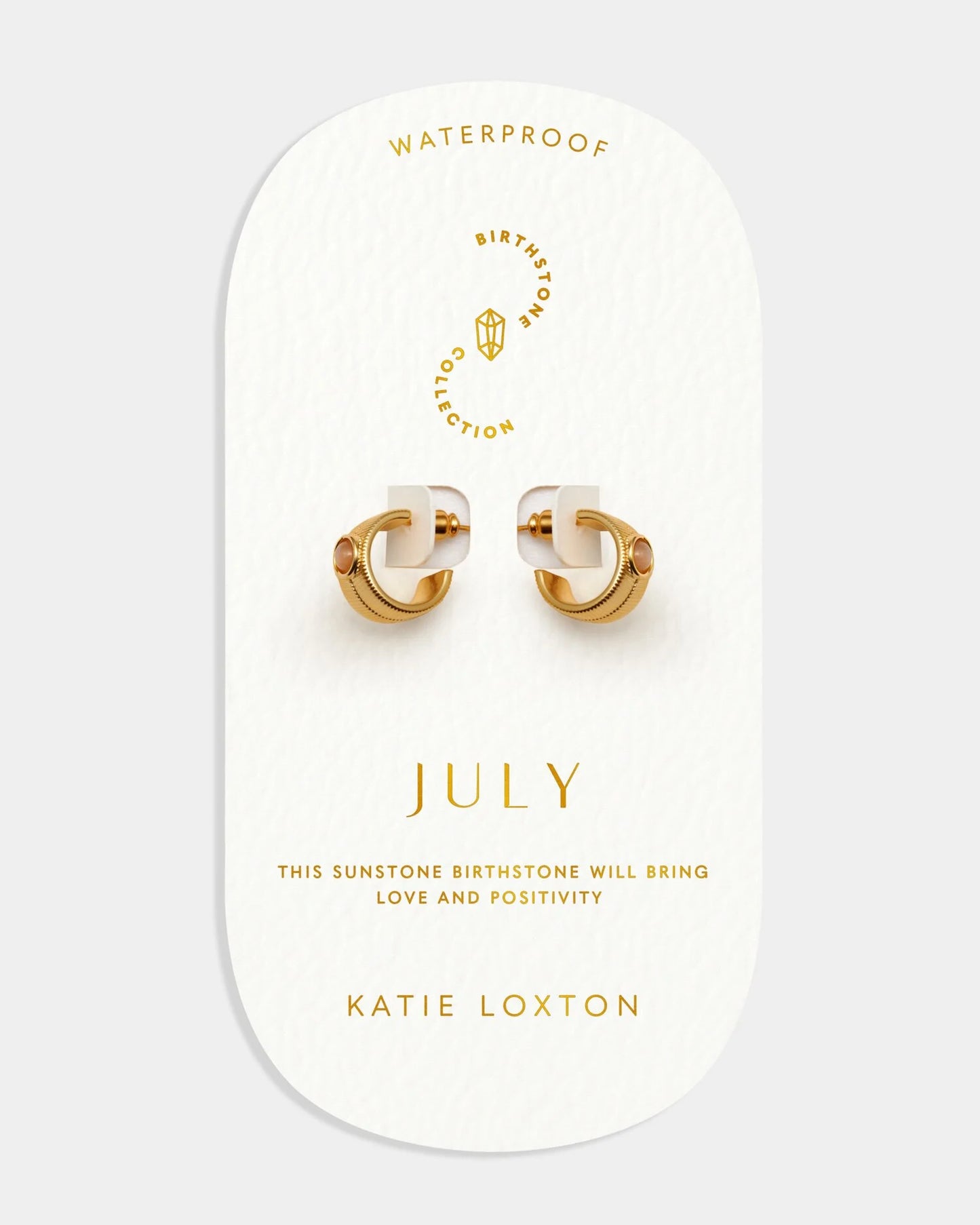 'July' Waterproof Gold Birthstone Hoop Earrings