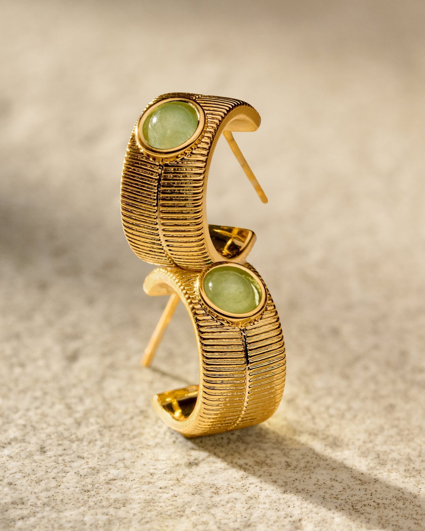 'August' Waterproof Gold Birthstone Hoop Earrings