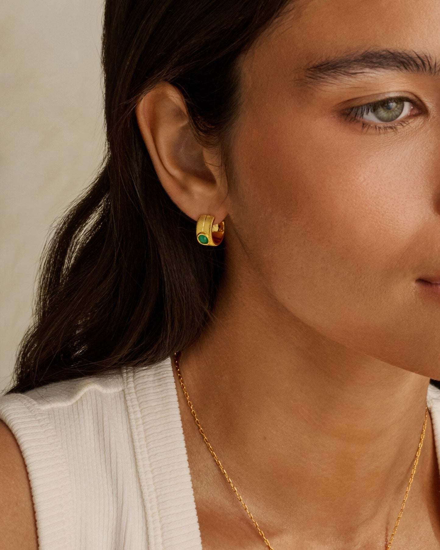 'August' Waterproof Gold Birthstone Hoop Earrings