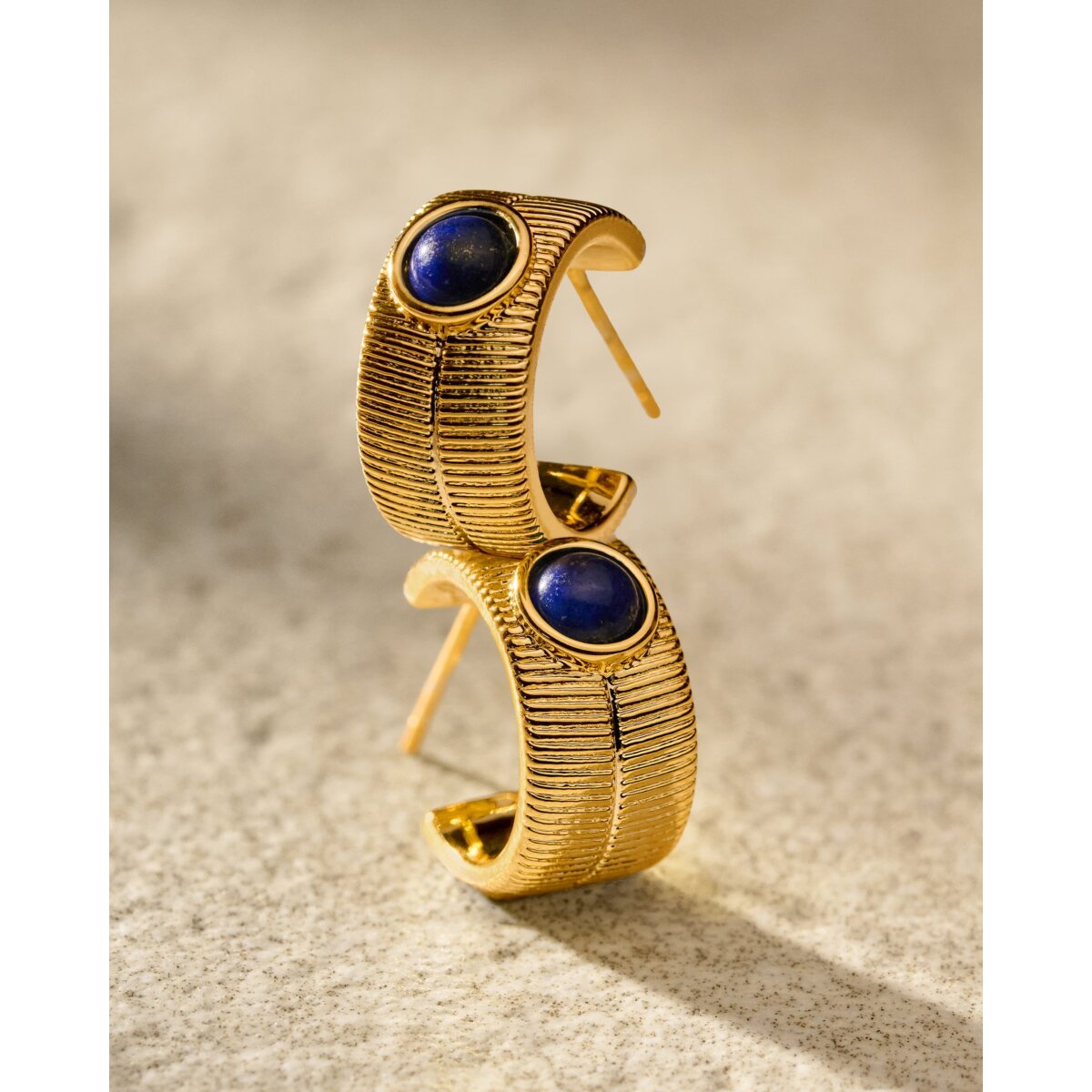 'September' Waterproof Gold Birthstone Hoop Earrings