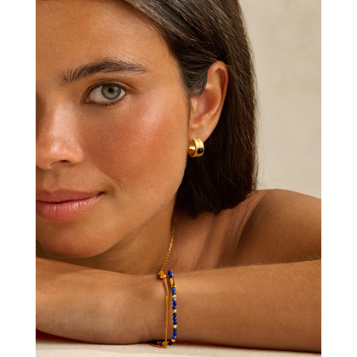 'September' Waterproof Gold Birthstone Hoop Earrings