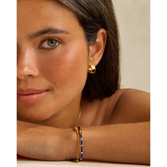 'September' Waterproof Gold Birthstone Hoop Earrings