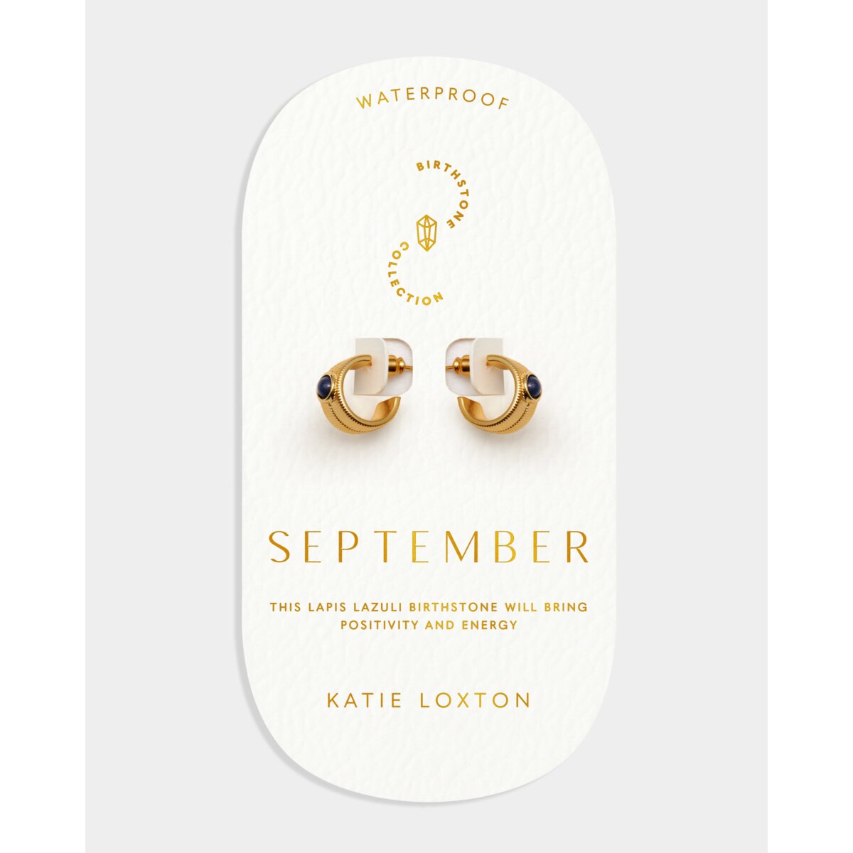 'September' Waterproof Gold Birthstone Hoop Earrings