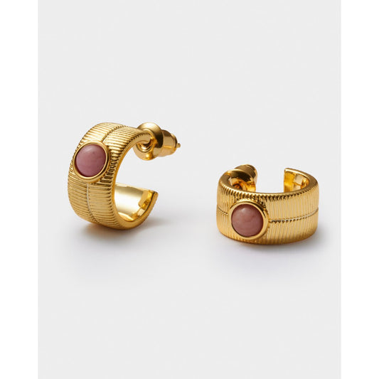 'October' Waterproof Gold Birthstone Hoop Earrings