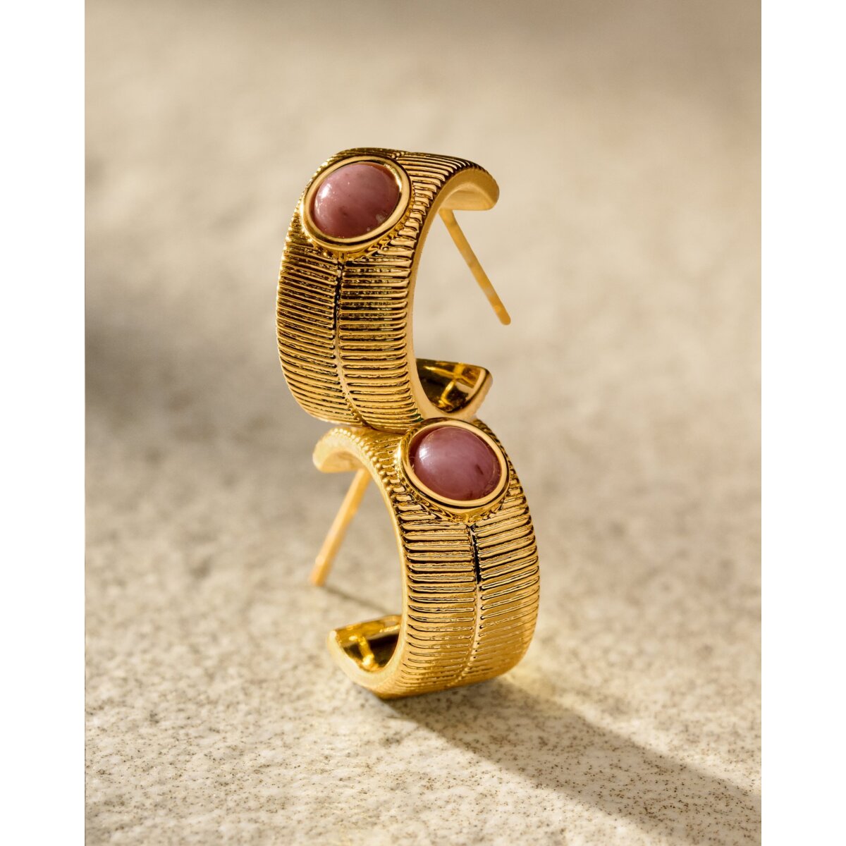 'October' Waterproof Gold Birthstone Hoop Earrings