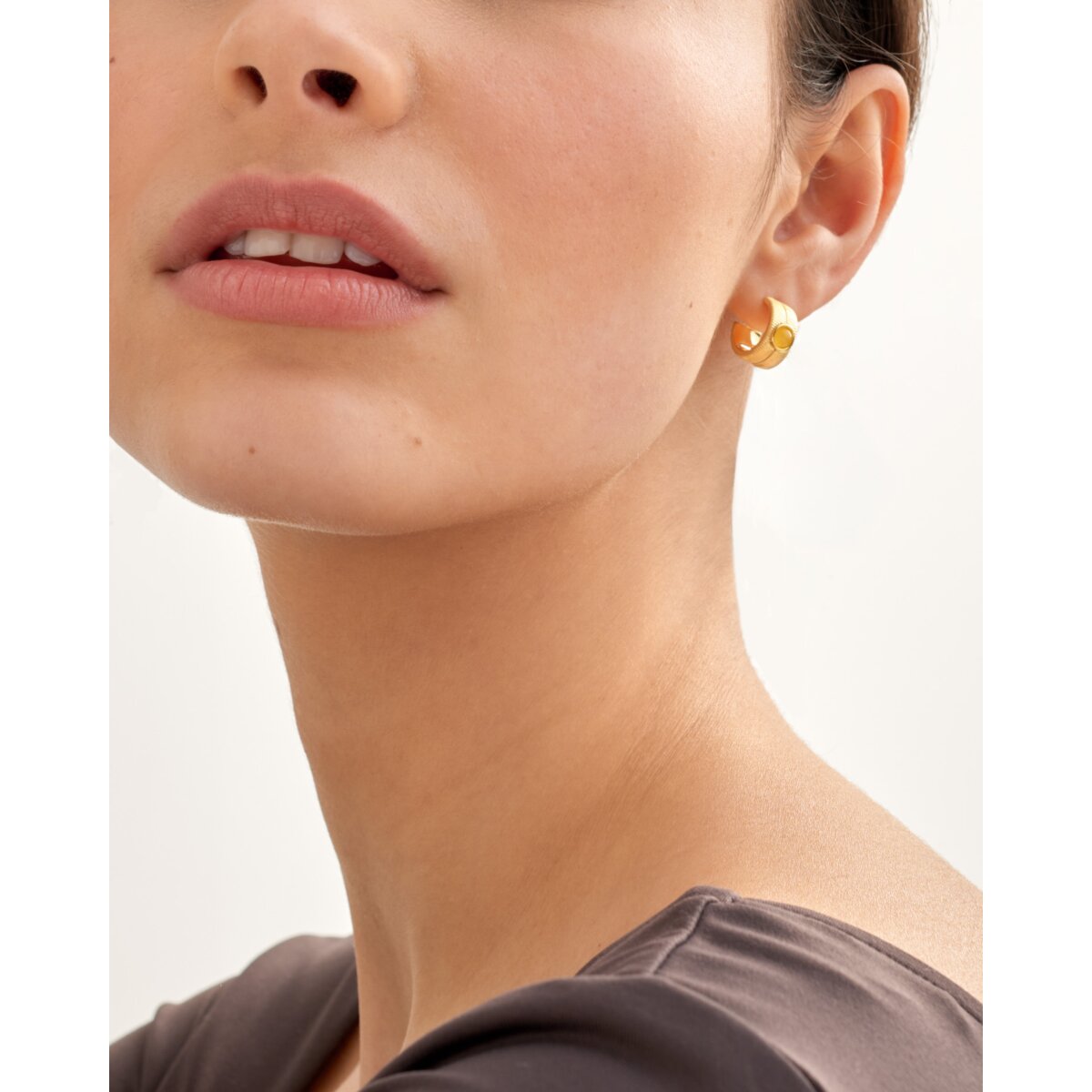 'November' Waterproof Gold Birthstone Hoop Earrings