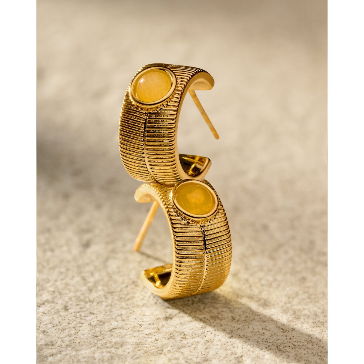 'November' Waterproof Gold Birthstone Hoop Earrings