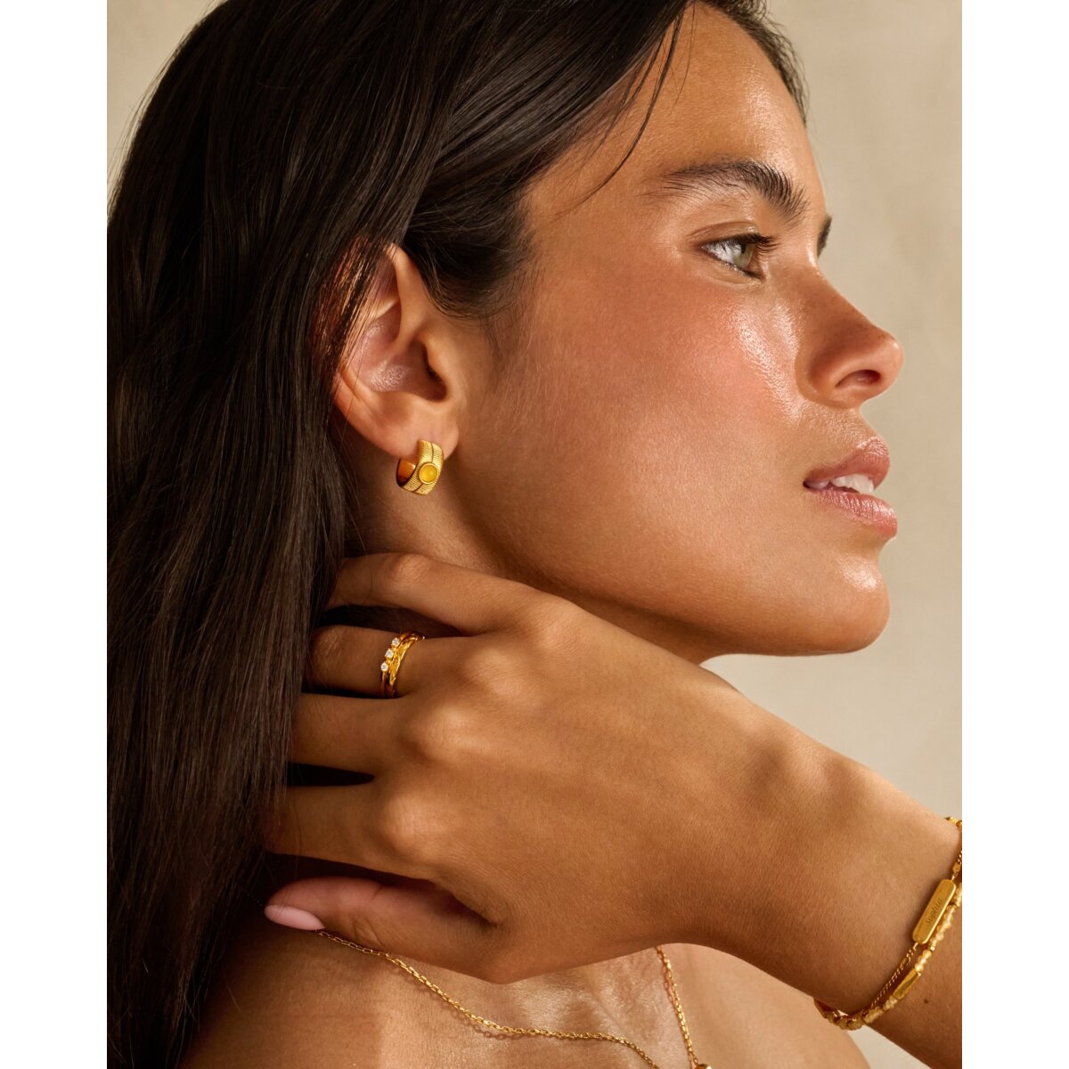 'November' Waterproof Gold Birthstone Hoop Earrings