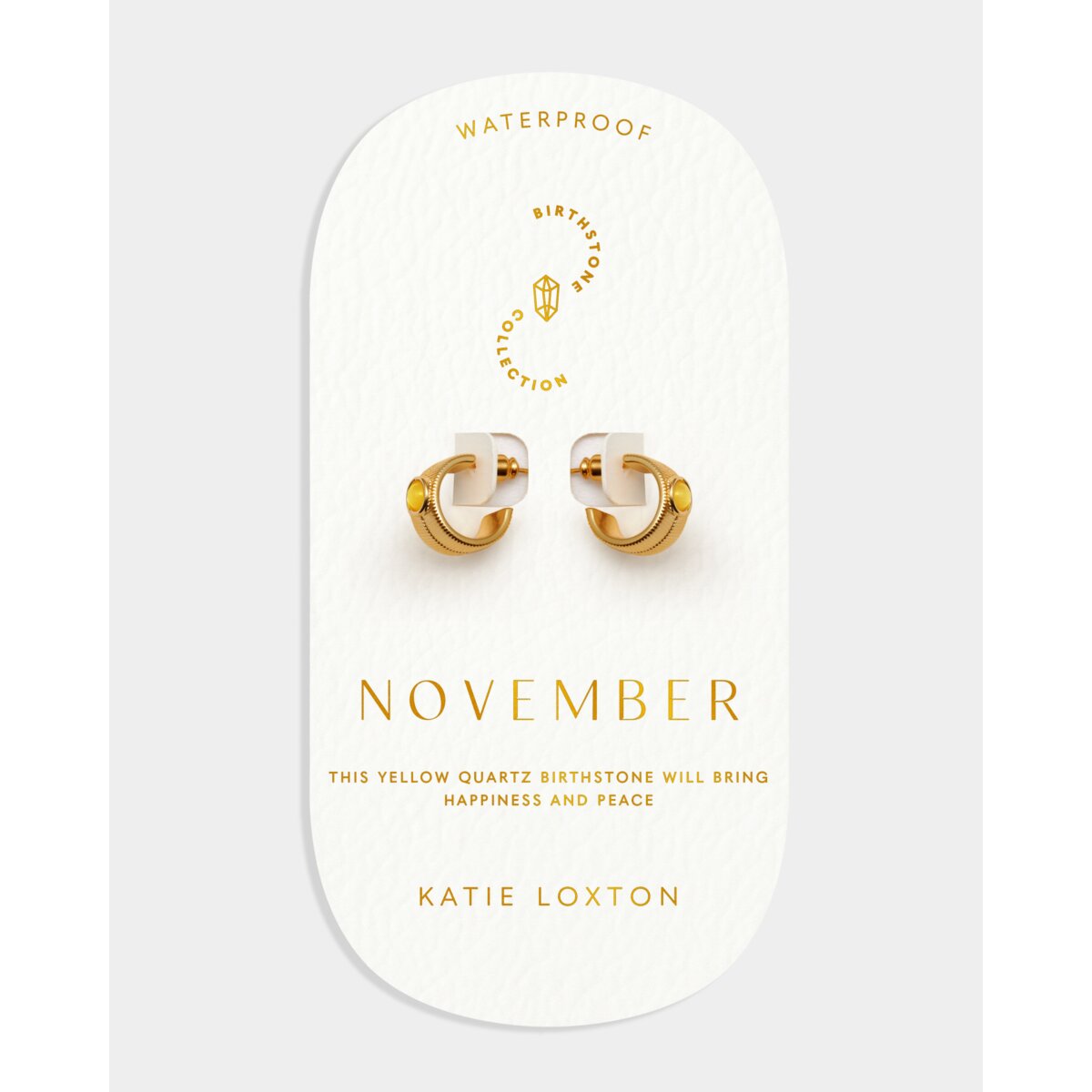 'November' Waterproof Gold Birthstone Hoop Earrings