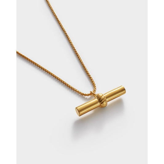 Themis Waterproof Gold T-Bar Necklace