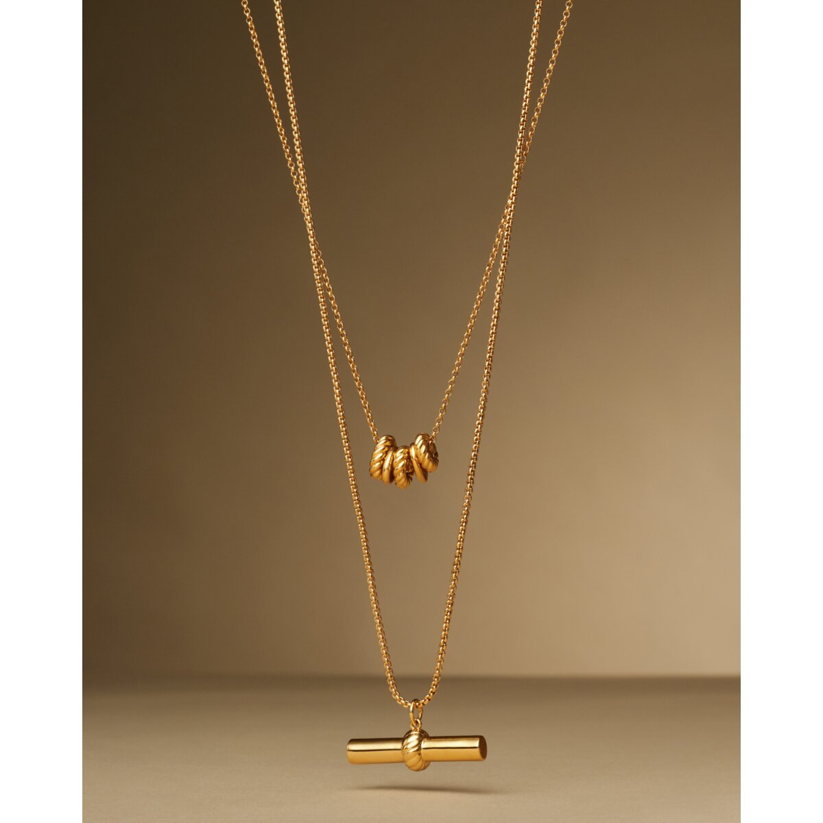 Themis Waterproof Gold T-Bar Necklace