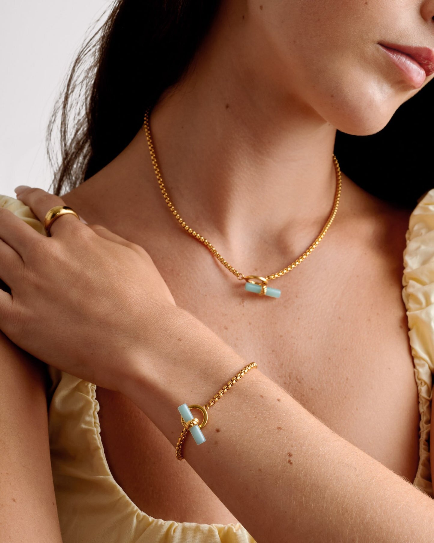 Waterproof Gold T-Bar Bracelet
