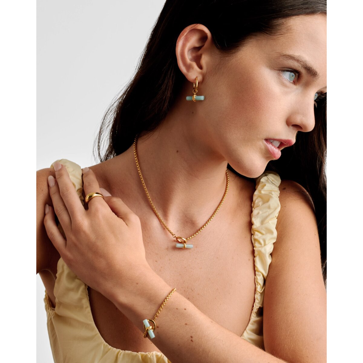 Azura Waterproof Gold T-Bar Hoop Earrings