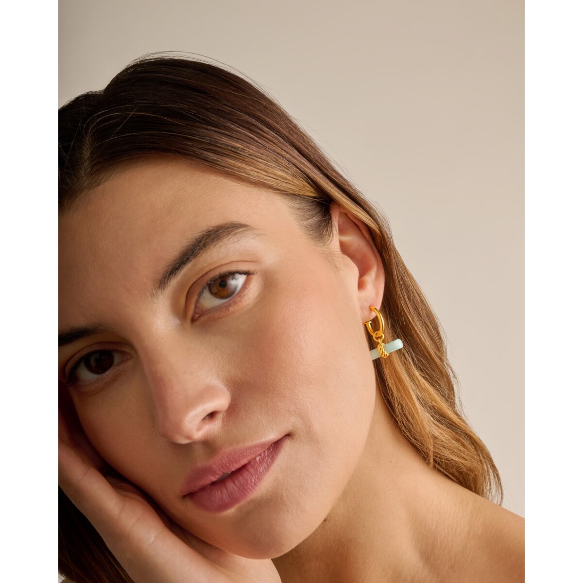 Azura Waterproof Gold T-Bar Hoop Earrings