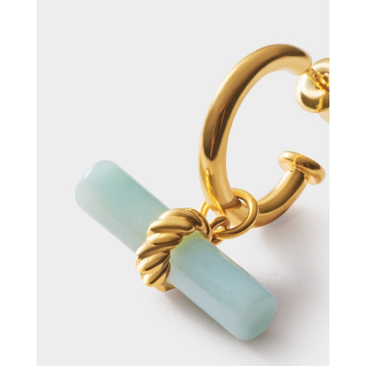 Azura Waterproof Gold T-Bar Hoop Earrings