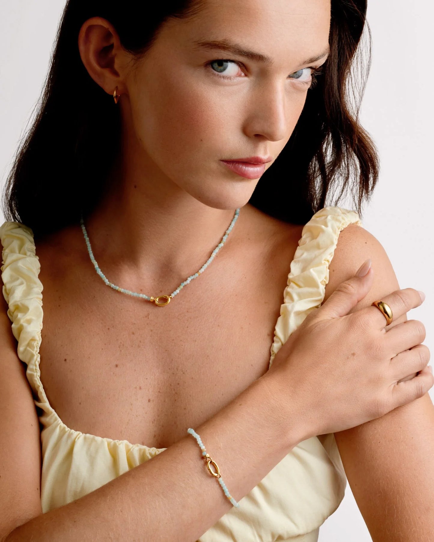 Amazonite Waterproof Gold Bracelet