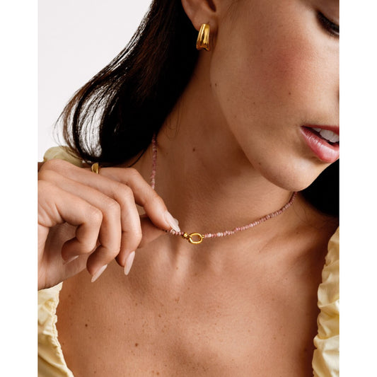 Rhodochrosite Waterproof Gold Necklace