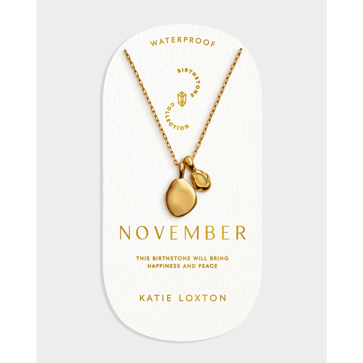 'November' Waterproof Gold Birthstone Necklace