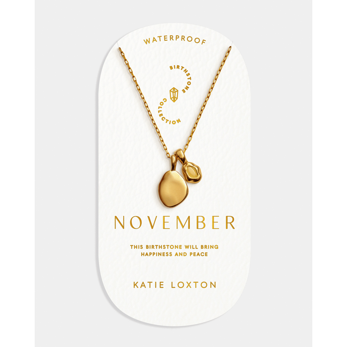 'November' Waterproof Gold Birthstone Necklace