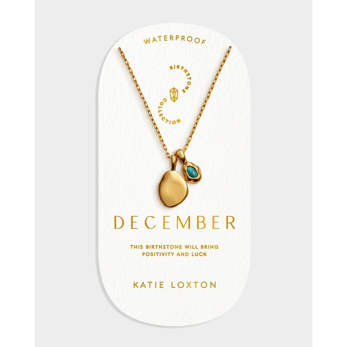 'December' Waterproof Gold Birthstone Necklace