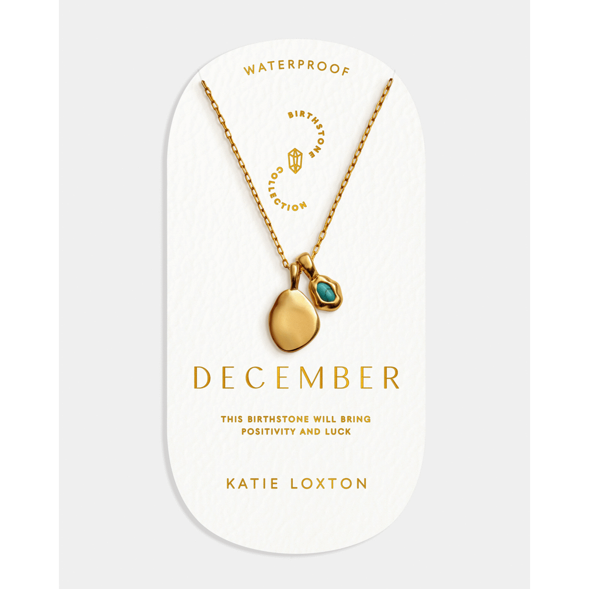 'December' Waterproof Gold Birthstone Necklace