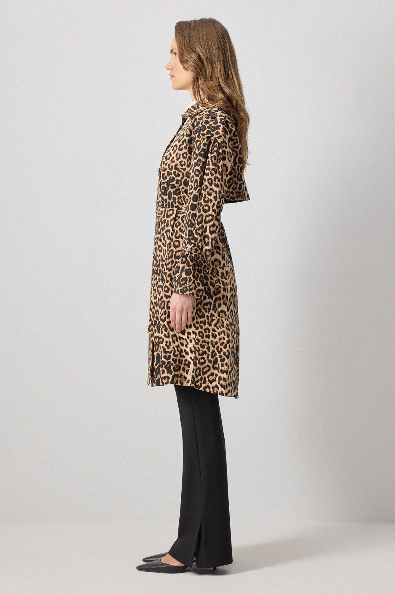 LEPOARD PATTERNED DOUBLE BREASTED TRENCH COAT - MarramTrading.com