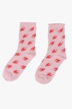 Load image into Gallery viewer, Light Pink Red Lobster Glitter Socks with Scalloped Cuff - MarramTrading.com
