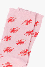 Load image into Gallery viewer, Light Pink Red Lobster Glitter Socks with Scalloped Cuff - MarramTrading.com

