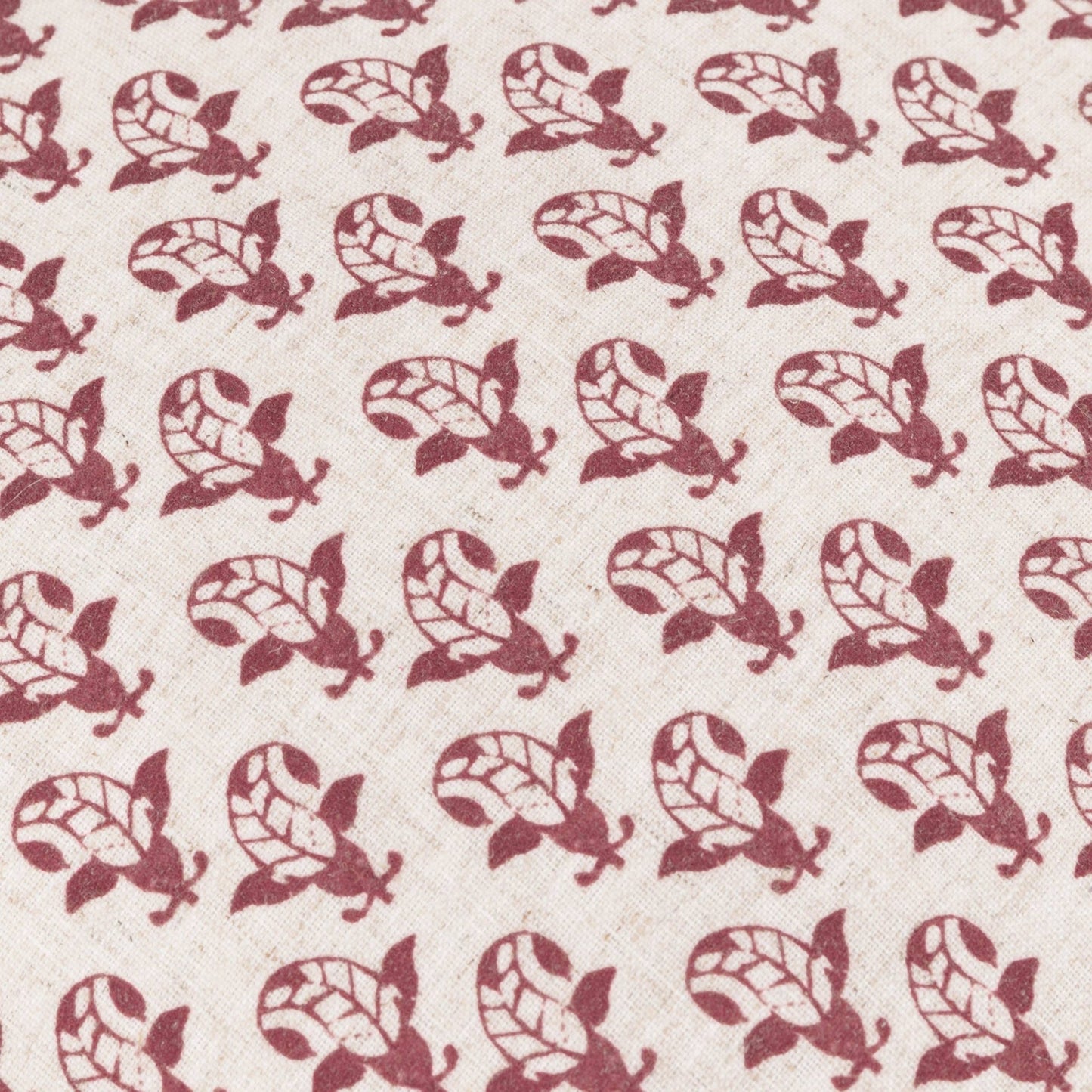 Lulah Block Printed Ruffle Cushion Linen/Red - MarramTrading.com